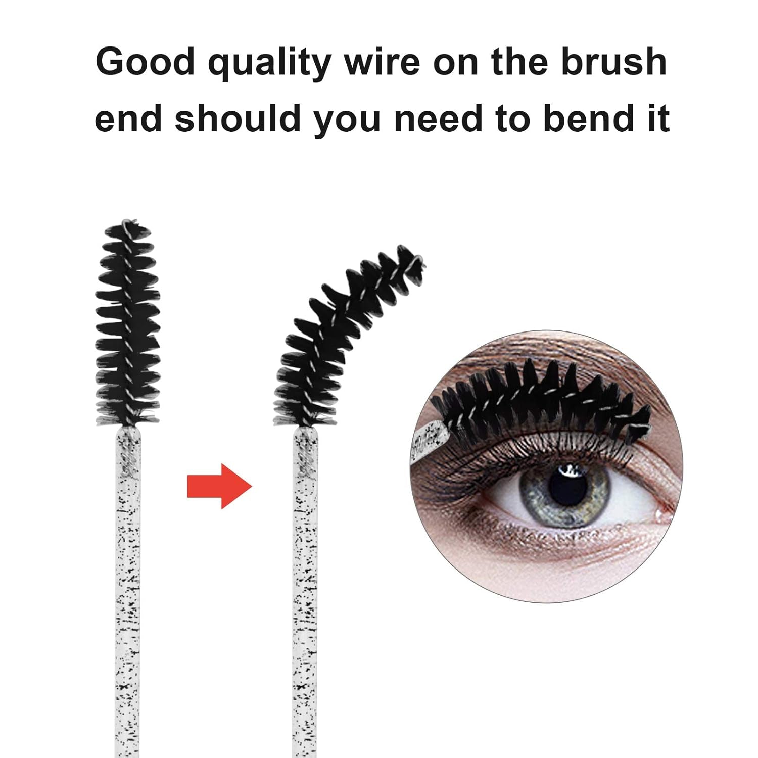 100PCS Disposable Eyelash Brush, Mascara Wands Makeup Brushes Applicators Kits for Eyelash Extensions and Eyebrow Brush with Container (Black)